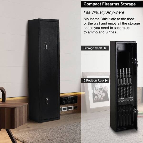 Shop Costway 2 Key 6 Gun Rifle Storage Cabinet Case Safe Rack