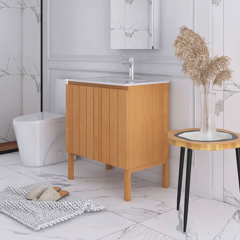 30" Freestanding Bathroom Vanity with White Ceramic Sink - 29.92'' x 18.31'' x 33.46''
