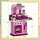 preview thumbnail 4 of 7, Qaba Play Kitchen, Kids Kitchen Playset, Toy Kitchen with Lights, Sounds, 33 Accessories, Interactive Playset for 3-6 Years