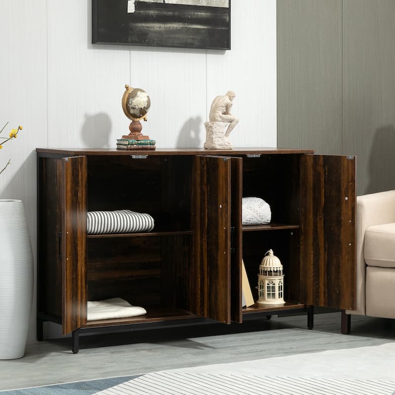 Coffee Bar Cabinet with Adjustable Shelves,Industrial Sideboard Buffet Cabinet