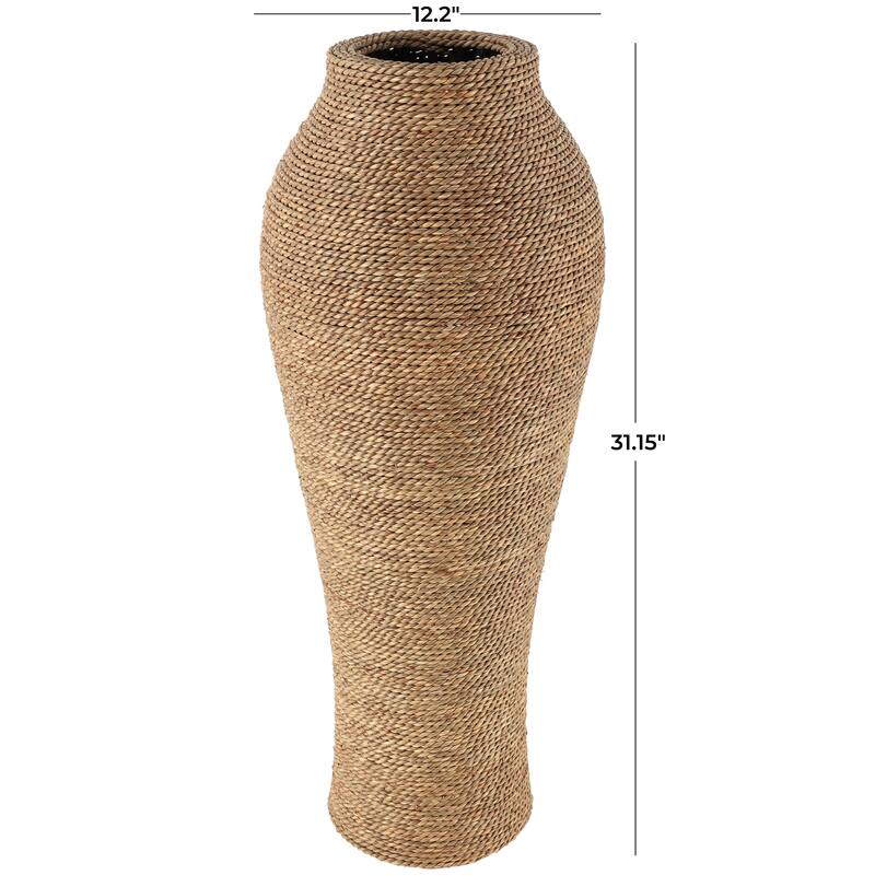 Brown Seagrass Handmade Tall Wrapped Decorative Vase