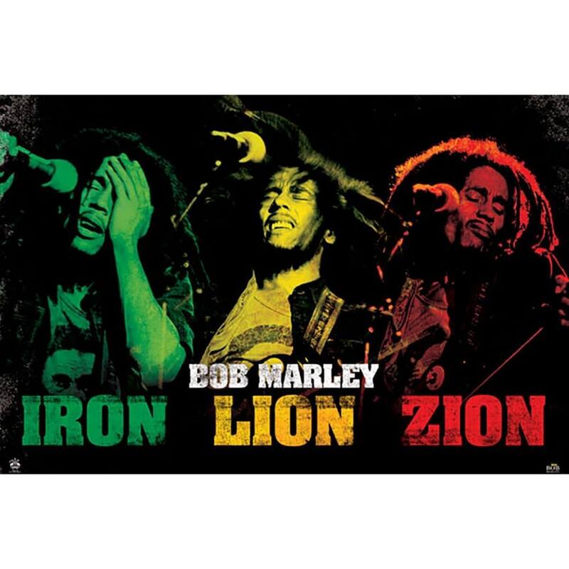 Bob Marley Iron Lion Zion Art Poster - 24 x 36 Inch