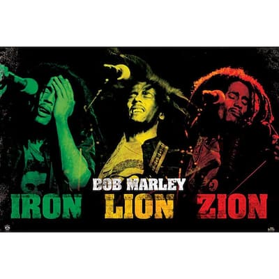 Bob Marley Iron Lion Zion Art Poster - 24 x 36 Inch