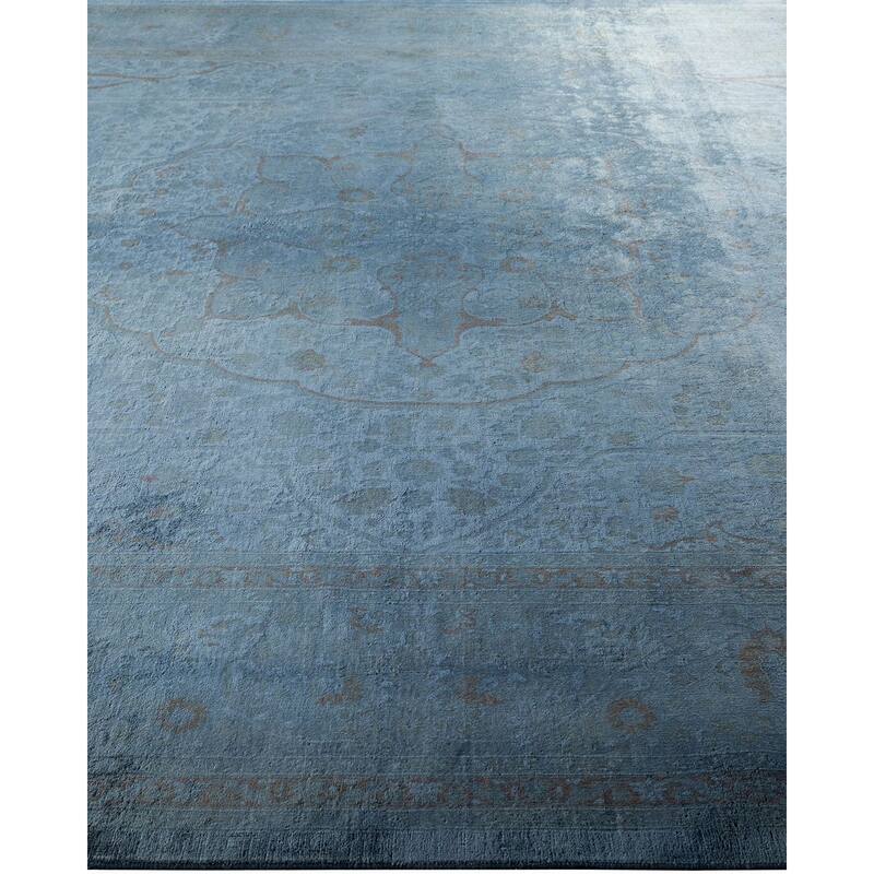 Overton Hand Knotted Wool Vintage Inspired Modern Contemporary Overdyed Gray Area Rug - 9' 2" x 11' 9"