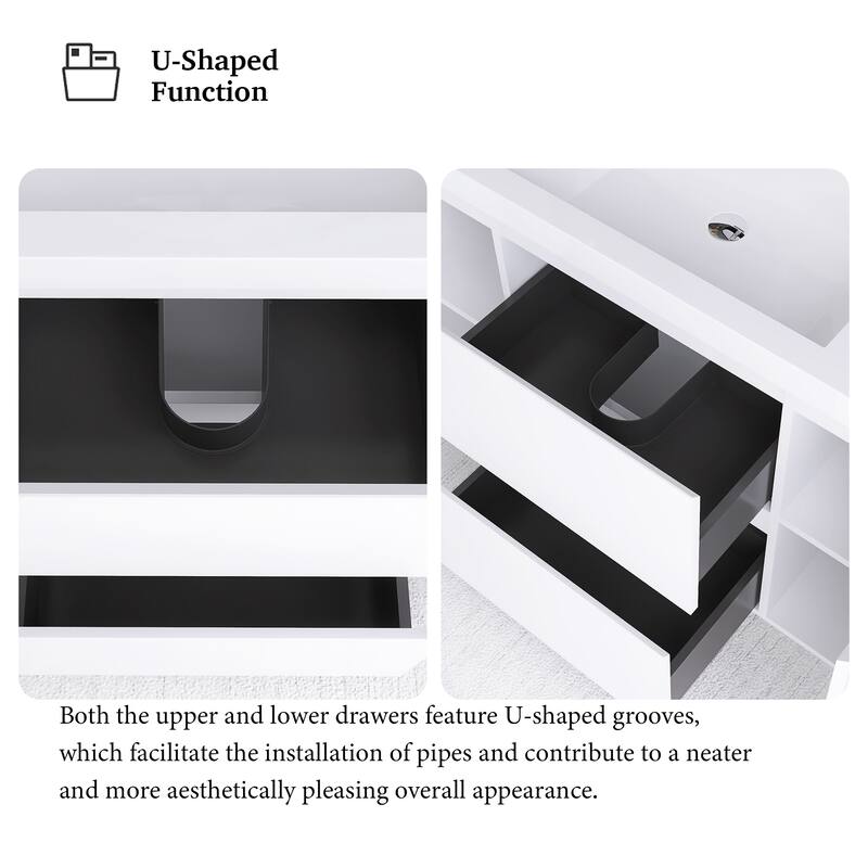 Floating Bathroom Vanity with Integrated Resin Top