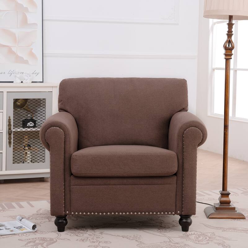 37.4" Accent Chair with Nailheads - Brown