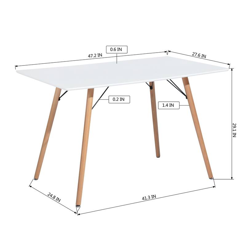 HomyLin 47.2" White Rectangular Dining Table for 4-6 People