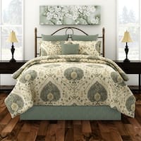 Chateau seafoam medallion damask comforter set - On Sale - Bed Bath