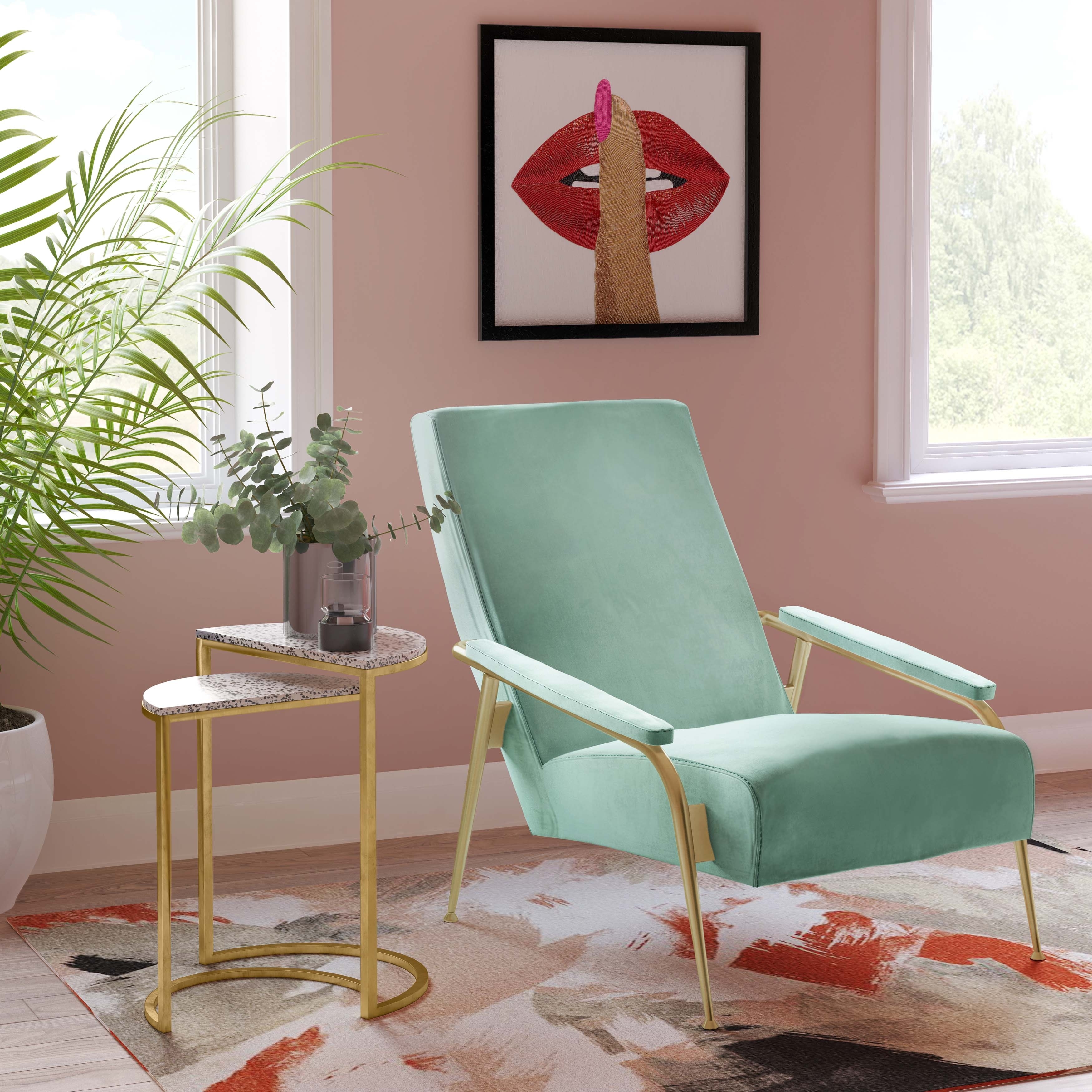 abbey mint green velvet chair