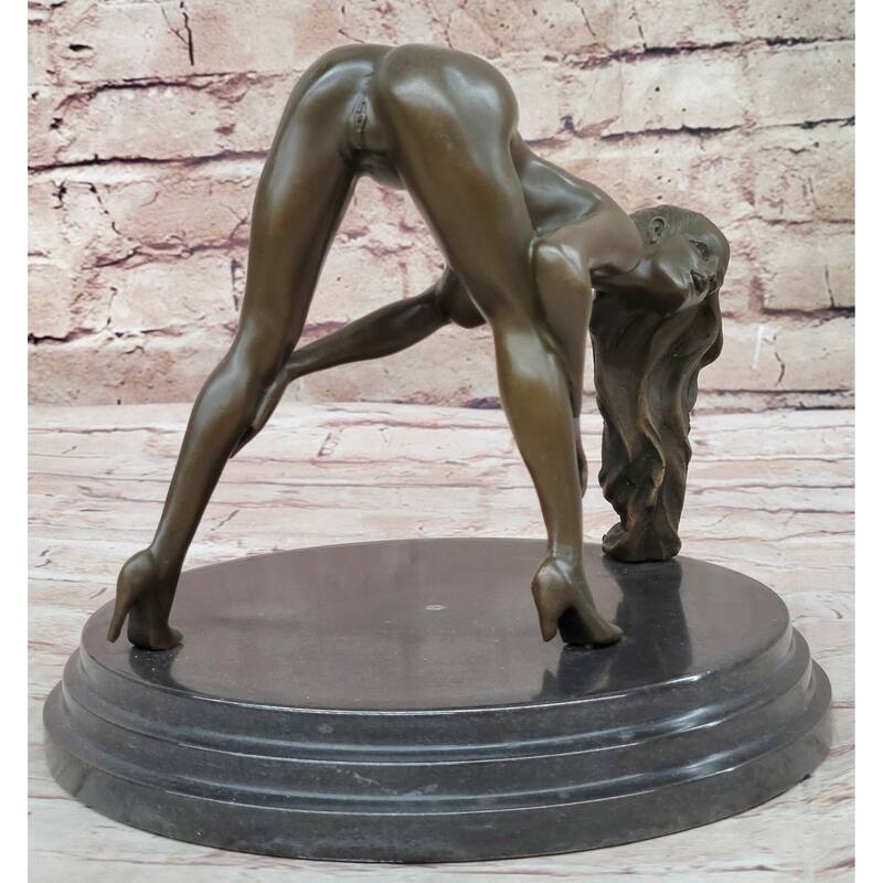 Signed Original Mavchi Nude Girl Bronze Sculpture Marble Base Figurine Figure 7 Inches X 9 Inches