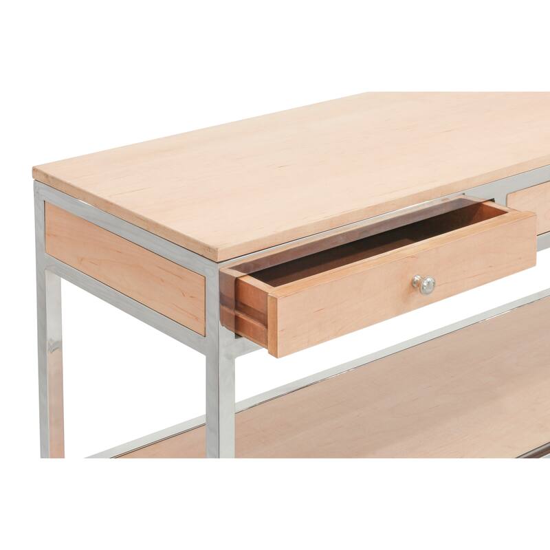 Pasargad Home Oren Cream/Silver Console Table with 3 Drawers - W55" x D15.75" x H32.5"