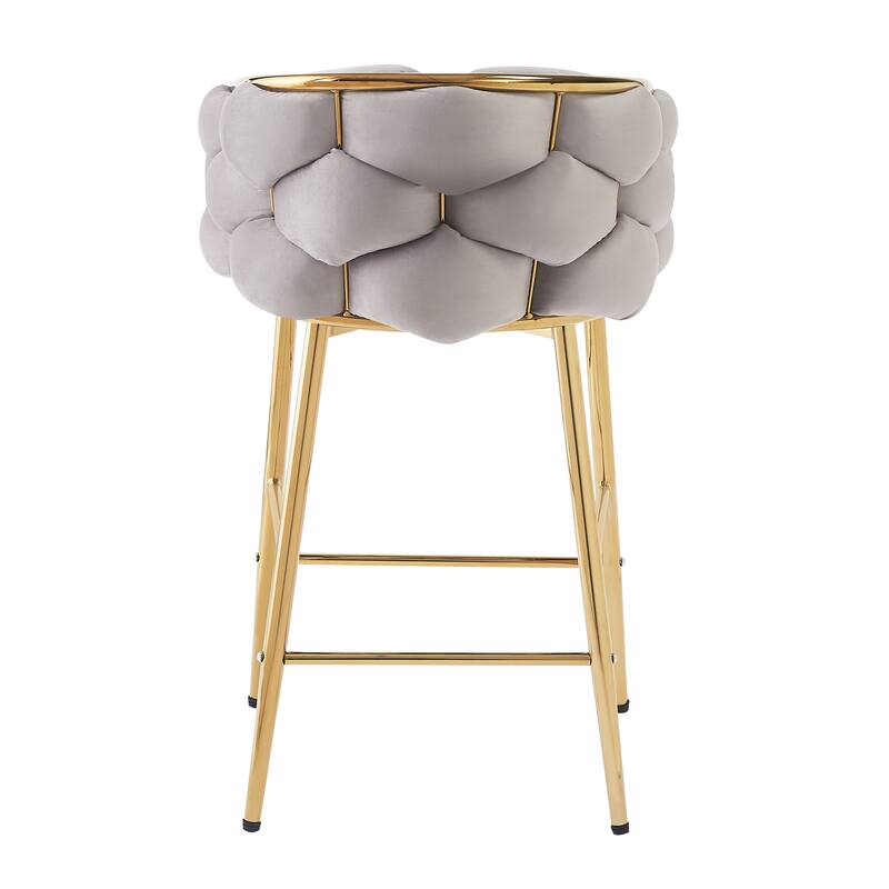 Christopher Knight Home - Harper Modern Velvet 28-Inch Counter Stools with Gold Brass Frame (Set of 2)