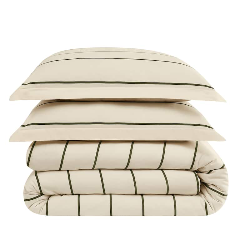 Brooklyn Loom Hayward Stripe 3 Piece Comforter Set - Twin - Twin XL - Ivory/Green