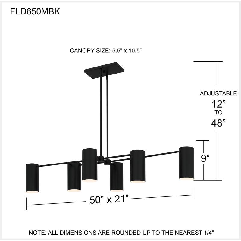 Foreland 6-Light Matte Black Linear Chandelier