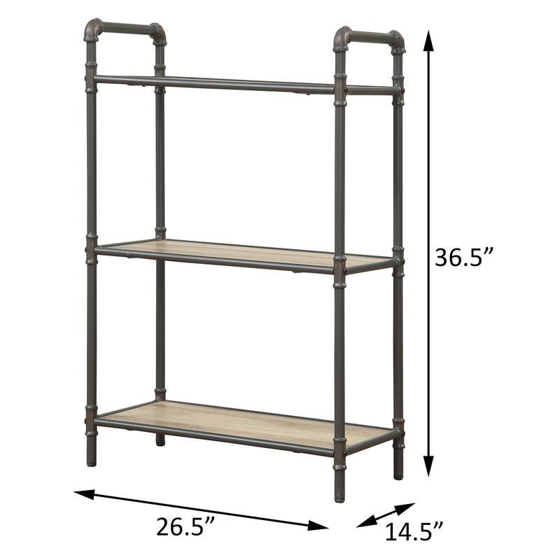 Vendone Antique Oak and Sandy Grey 3-tier Bookcase
