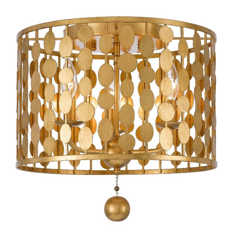 Crystorama Lighting Group Layla 3 Light 15" Wide Flush Mount Drum - Antique Gold