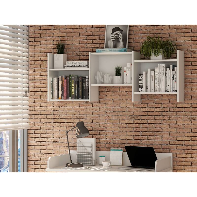 Hampton Zig-Zag Wall Decor Shelves - White