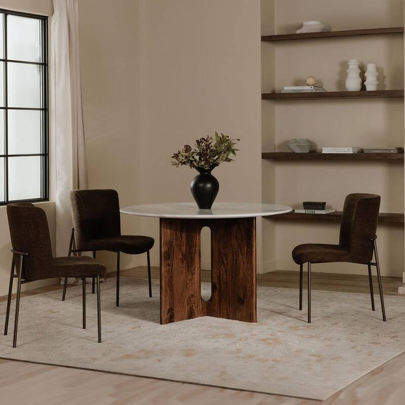 NADAAL STUDIOS Amaris, Upholstered Dining Chair With Blackened Bronze Metal Frame - 21.7"W x23.8"D x33.5"H