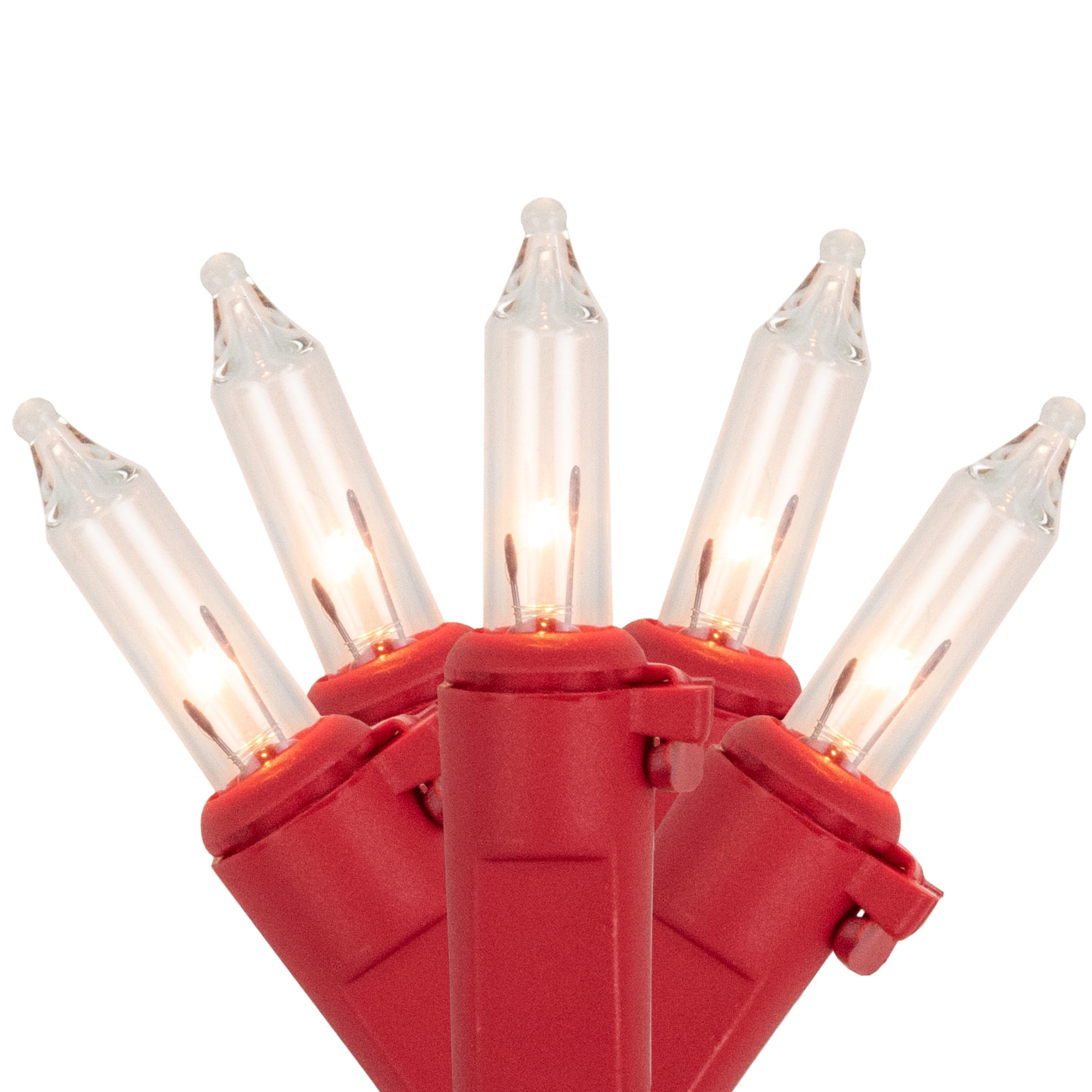 Mini Christmas Light Set - Clear - 10' Red Wire - 50ct