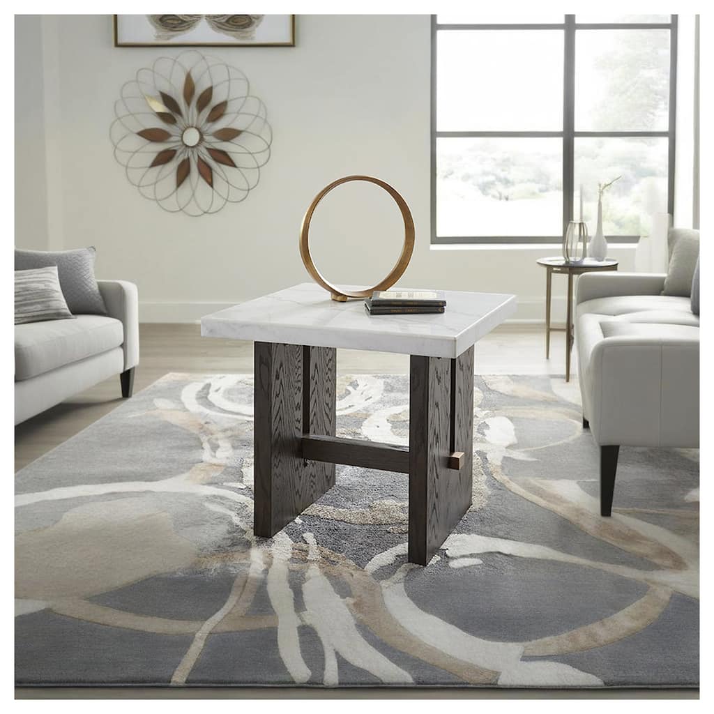 Signature Design by Ashley Burkhaus White / Dark Brown Rectangular End Table - 26"W x 24"D x 23"H
