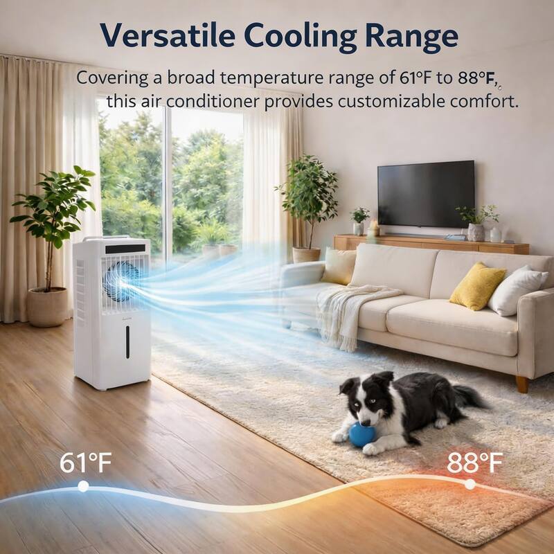 3-Speed Evaporative Air Cooler, Adjustable 60-Degree Airflow, with Remote
