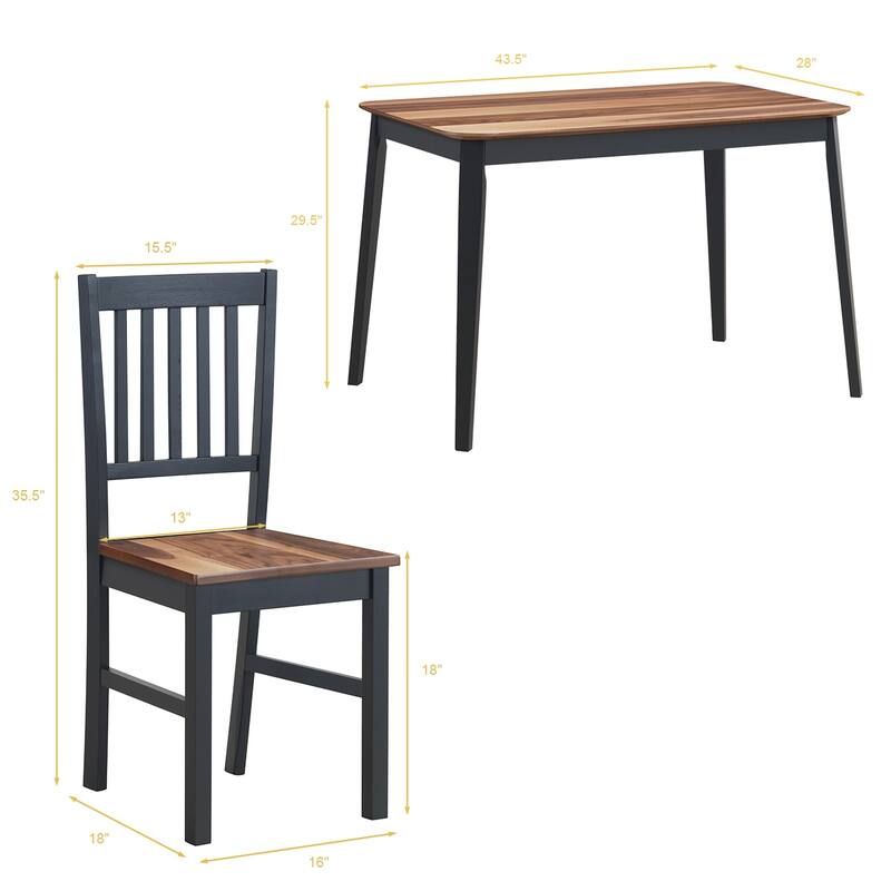 Costway 5 Pcs Mid Century Modern Black 29.5'' Dining Table Set 4