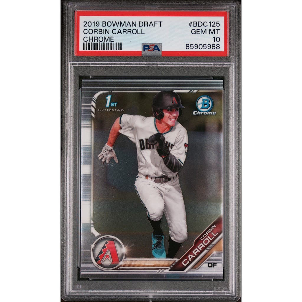 Corbin Carroll 2019 Bowman Draft Chrome Rookie Card #BDC125 Graded PSA 10 - 8'6" x 11'6"