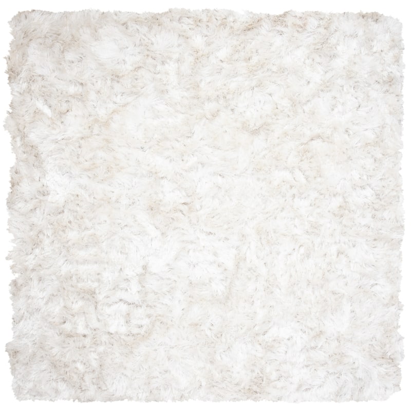 SAFAVIEH Handmade Ocean Shag Lyse Glam 2.5-inch Thick Rug - 6' Square - Ivory