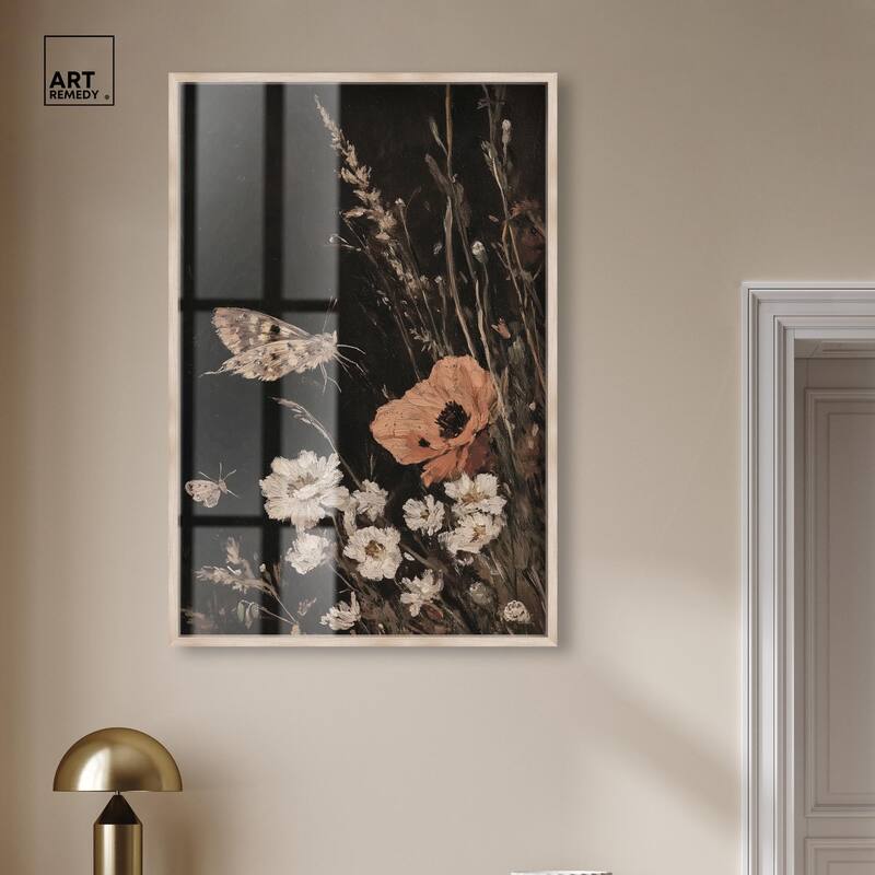 Poppy and Moth II Shadowbox by Art Remedy