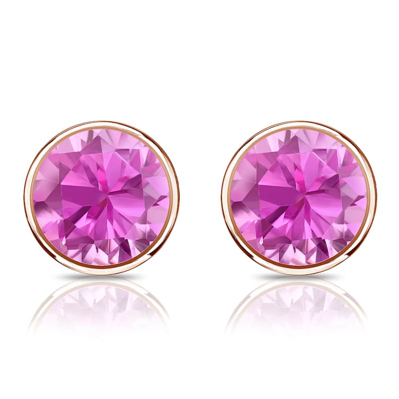 Auriya 14k Gold 1 1/4ctw Bezel-set Pink Sapphire Gemstone Stud Earrings