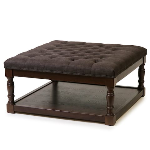 Cairona Tufted Textile 34-inch Shelved Ottoman Table