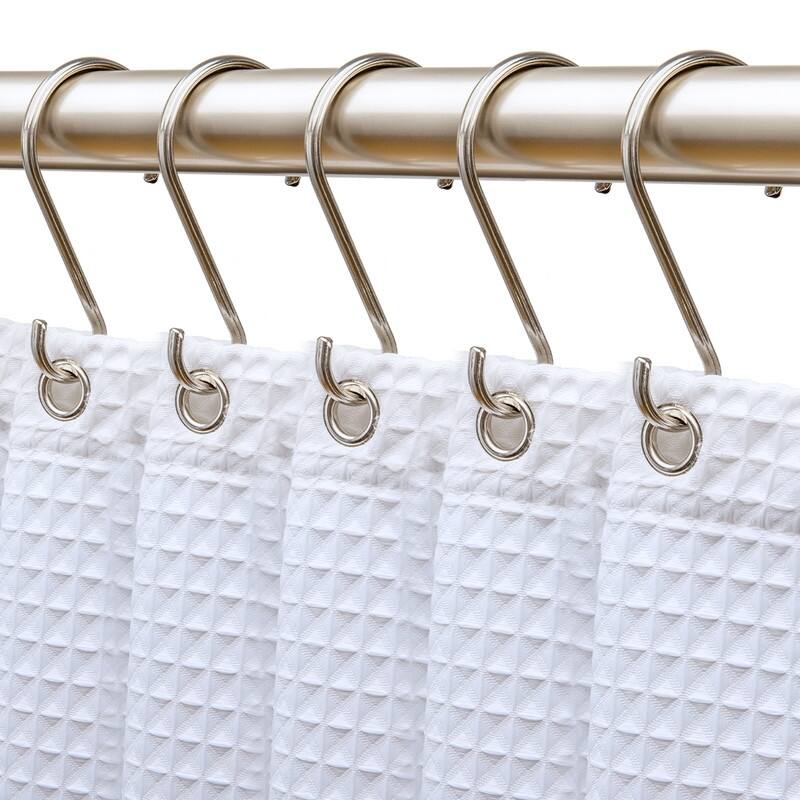 Utopia Alley Rustproof Zinc Shower Curtain Hooks Rings, Set of 12 - Brushed Nickel