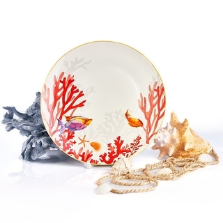 STP Goods Coral Reef Bone China Dinner Plate Set of 6 - 10.5"