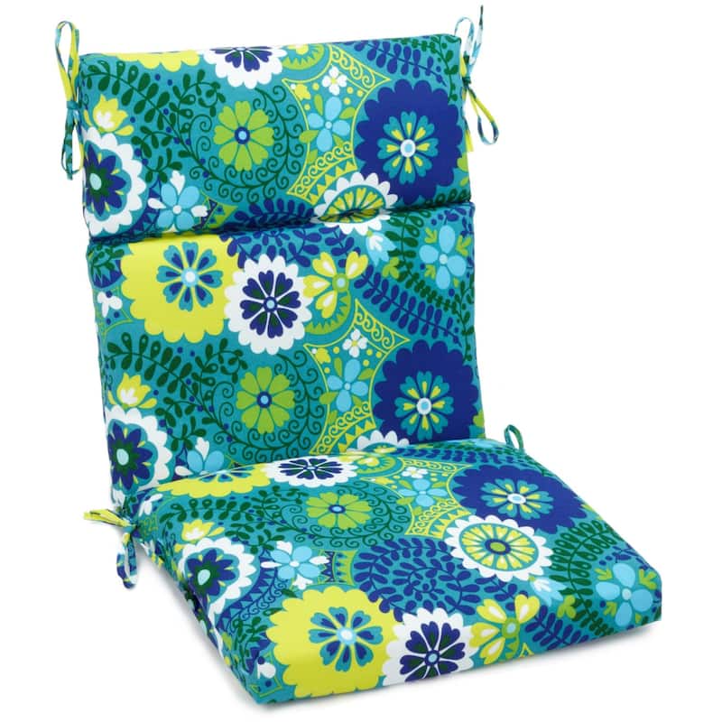 18-inch by 38-inch Three-section Outdoor Seat/Back Chair Cushion - 38" x 18" - Luxury Azure