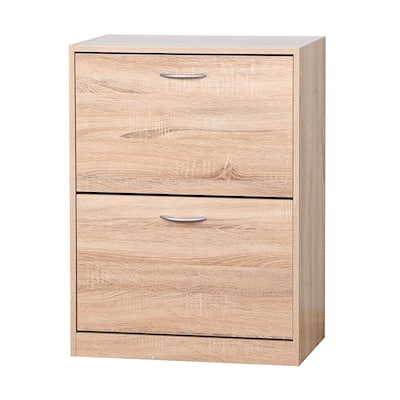 Freestanding Shoe Storage Cabinet for Entryway, Shoe Rack with 2 Flip Doors