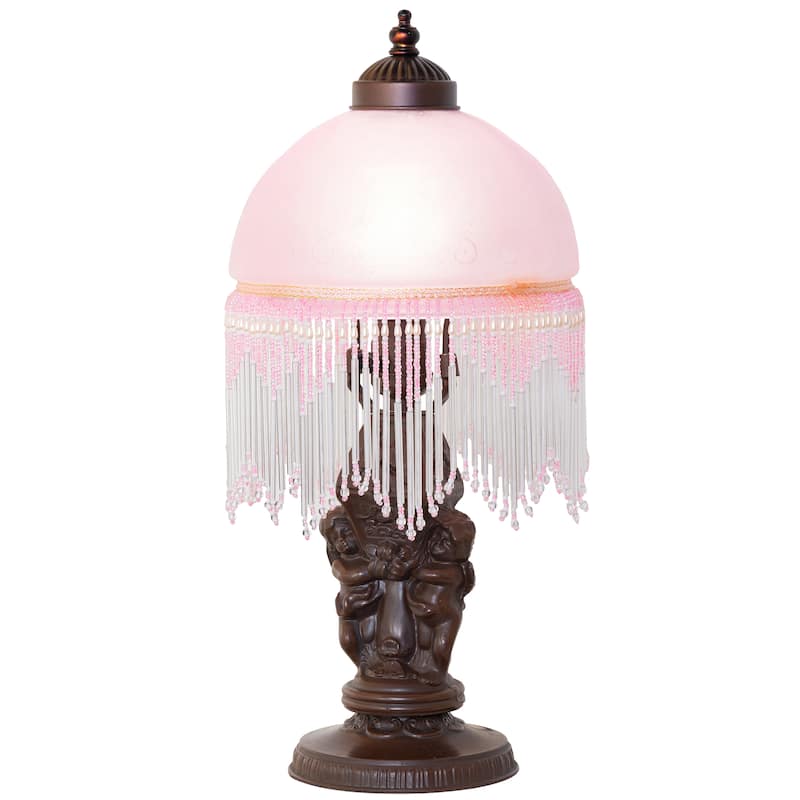 17" High Roussillon Cherub With Lantern Mini Lamp - N/A - Pink