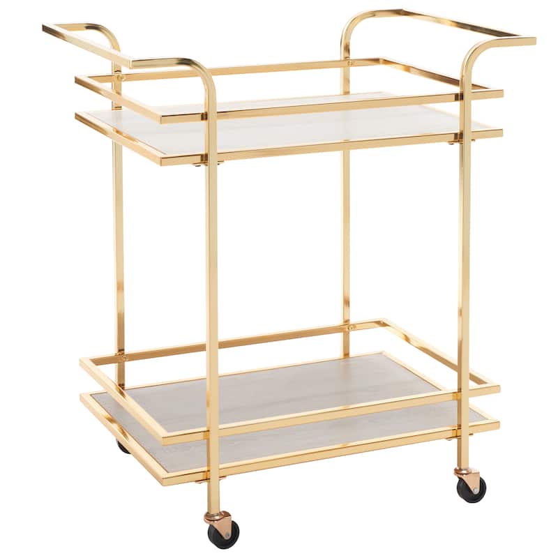 SAFAVIEH Home Collection Lameris 2 Tier Bar Cart With Handles - 30" L x 18" W x 33" H