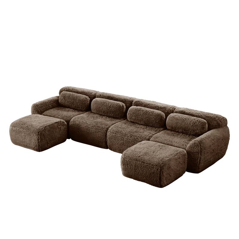 Cloud Sectional Couch with 2 Ottomans & Pillows, Boneless Couches for Living Room, U Shaped Sectional Sofa Deep Seat Comfy Couch
