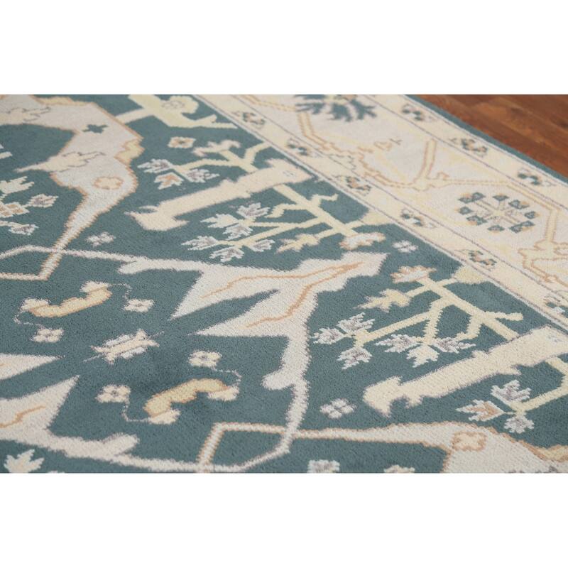 Green Oushak Indian Runner Rug Handmade Wool Carpet - 6'0" x 17'9"