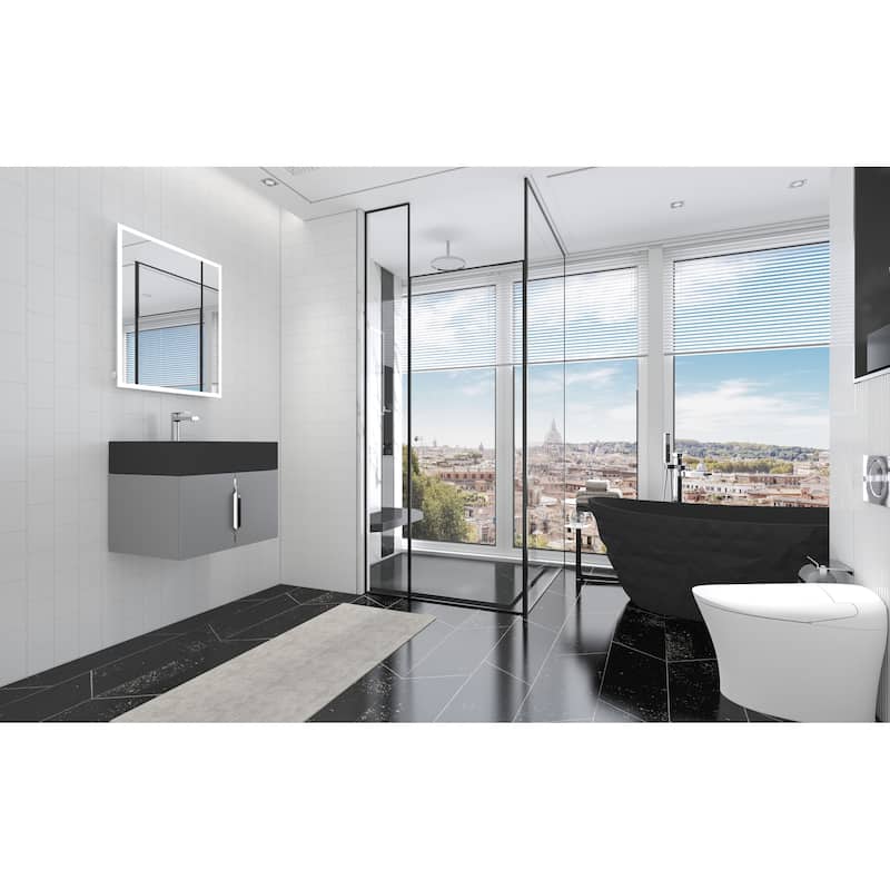 Nile 24-Inch Wall Mounted Bathroom Vanity Set w/ Black Top