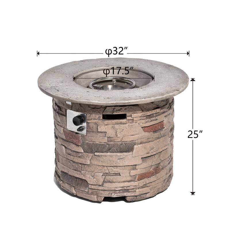 Round Outdoor Propane Firepit Table