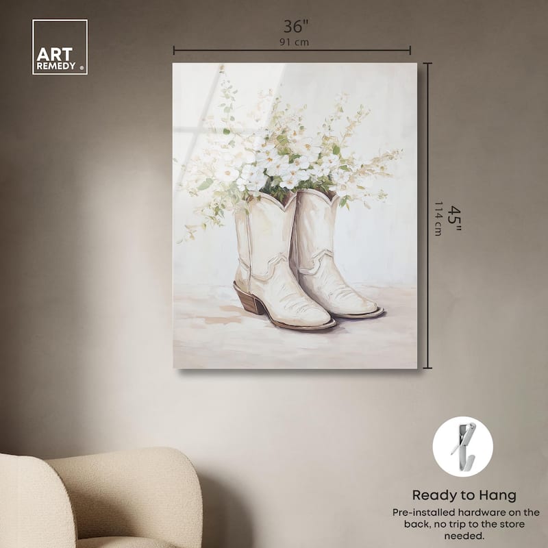 Prairie Bloom Boots Acrylic by Art Remedy, Ready to Hang