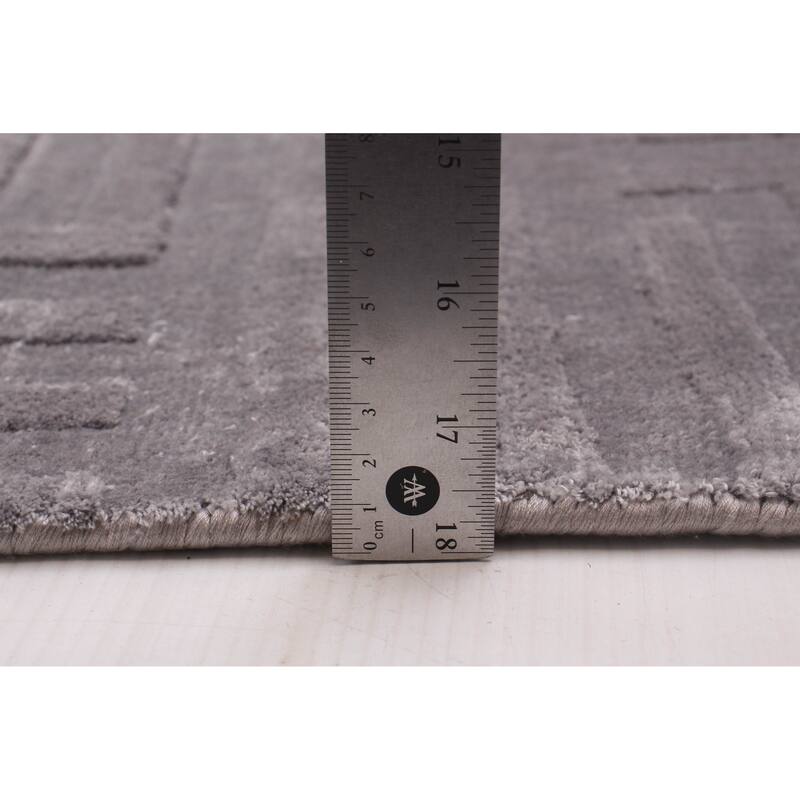 ECARPETGALLERY Hand Loomed Shimmer Grey Viscose Rug - 7'8 x 9'7
