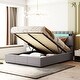 preview thumbnail 2 of 12, Grey Bed Queen Size with LED Light Bluetooth Player and USB Charging
