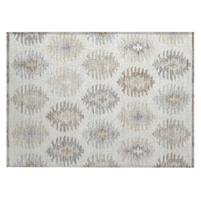 Machine Washable Indoor/ Outdoor Boho Tribal Chantille Rug