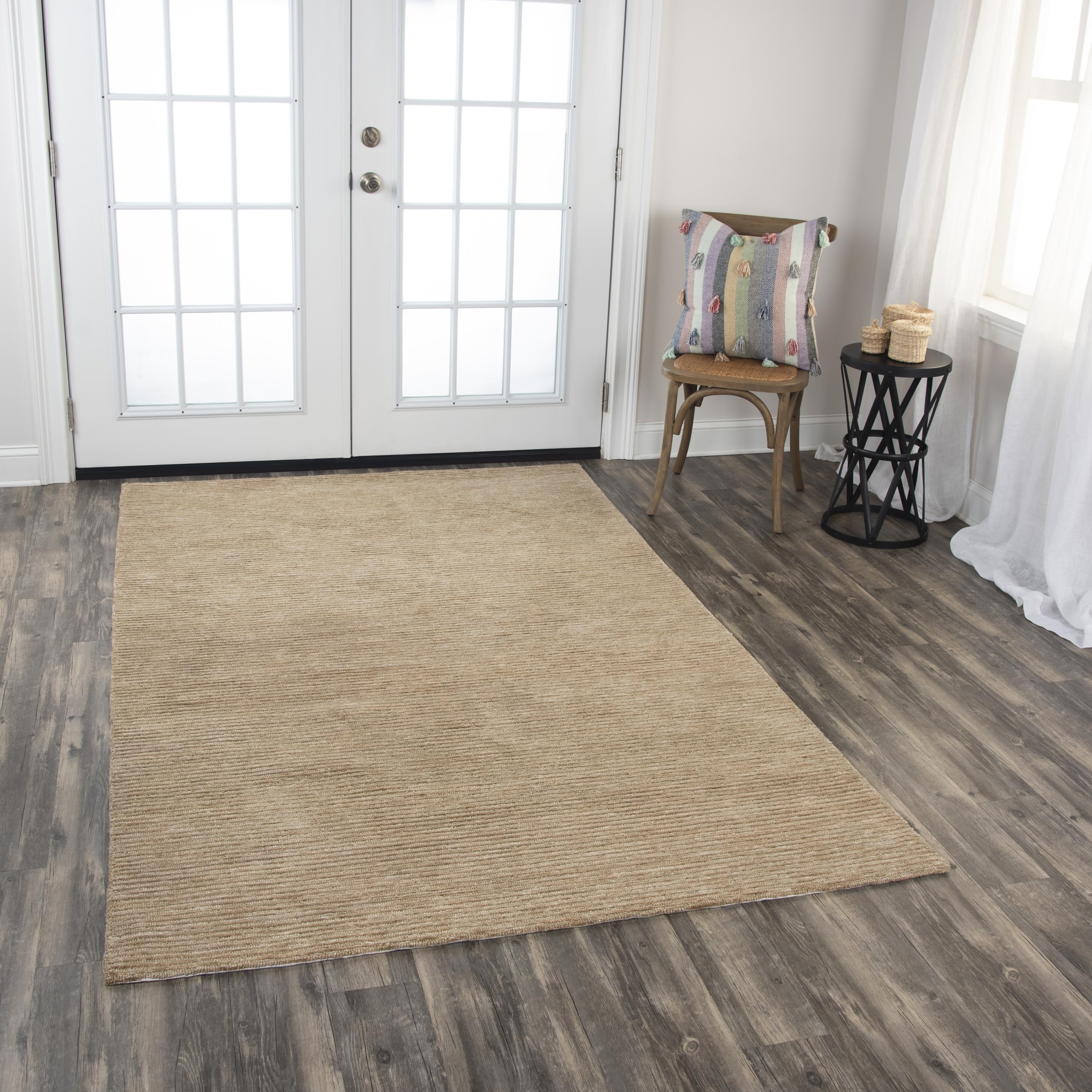 Alora Decor Luna Beige Solid Tone-on-tone Hand-tufted Rug