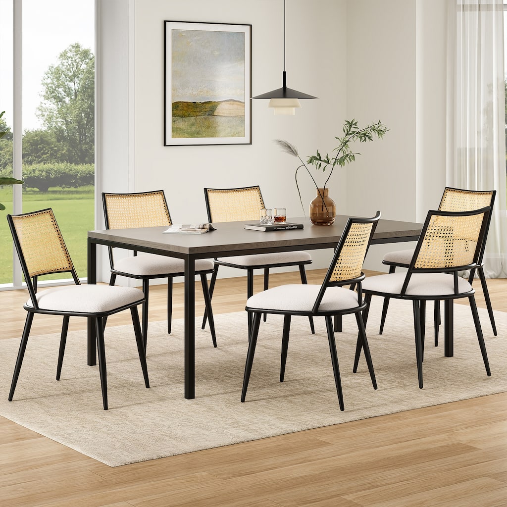 Reception Chair Set of 2 Side Chair Lounge Chair Office Chair Light Gray Dining Chairs with Rattan Backrest