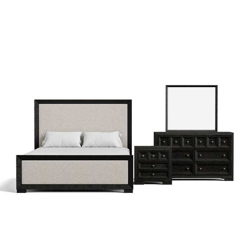 Furniture of America Durem II Modern 4-Piece Solid Wood Panel Bedroom Set