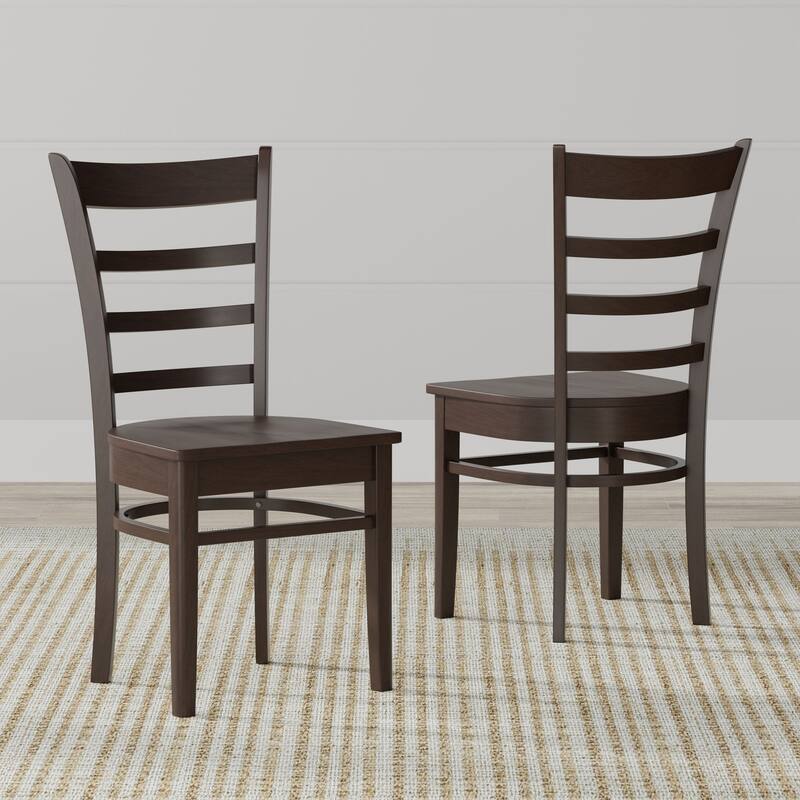 5-Piece Dining Set, 48" Rectangle Wood Table and Slat Back Chairs