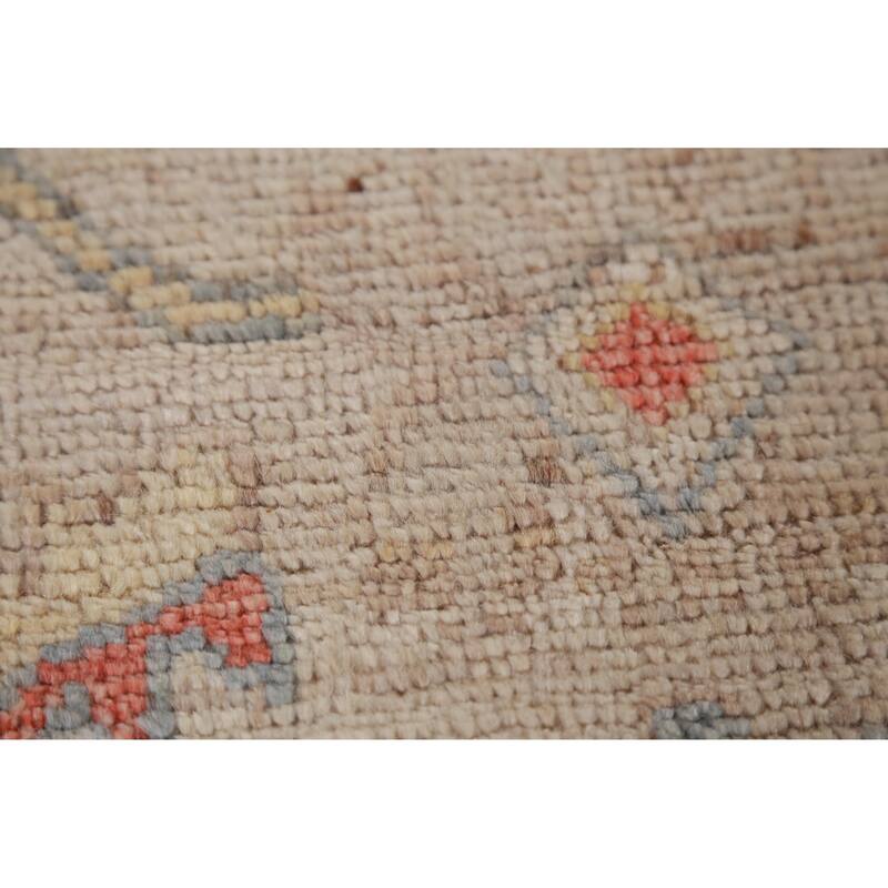 Hand Knotted Oriental 100% Wool Carpet Transitional All-Over Beige & Ivories Oushak Area Rug - 8' 11'' X 6' 0''